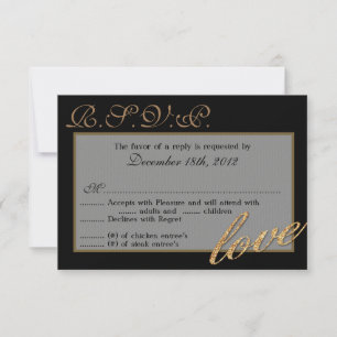 3x5 R.S.V.P. Antwortkarte Goldfolie Glitter Liebe RSVP Karte