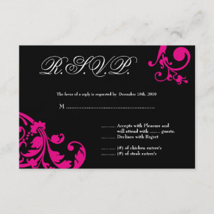 3x5 R.S.V.P. Antwortkarte Hot Pink Florale Foliage RSVP Karte
