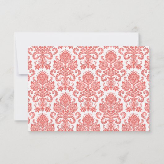 3x5 R.S.V.P. Antwortkarte Korallenweiße Damassohle RSVP Karte (Rückseite)