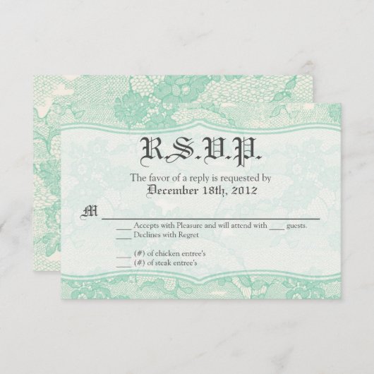 3x5 R.S.V.P. Antwortkarte Landminze Spitze Druck RSVP Karte (Vorne/Hinten)