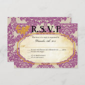 3x5 R.S.V.P. Antwortkarte Lila Goldene Damassohle RSVP Karte (Vorne/Hinten)