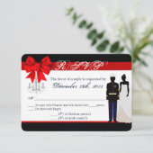 3x5 R.S.V.P. Antwortkarte Marine Uniform Groom Bri RSVP Karte (Stehend Vorderseite)