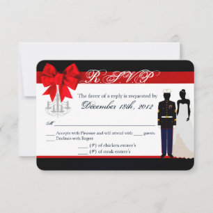 3x5 R.S.V.P. Antwortkarte Marine Uniform Groom Bri RSVP Karte