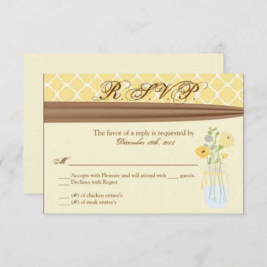 3x5 R.S.V.P. Antwortkarte Mason Jar Blume RSVP Karte (Vorne/Hinten)