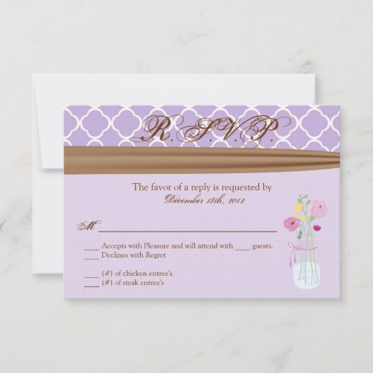 3x5 R.S.V.P. Antwortkarte Mason Jar Blume RSVP Karte (Vorderseite)