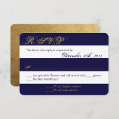 3x5 R.S.V.P. Antwortkarte Modern Stripe Navy White RSVP Karte (Vorne/Hinten)