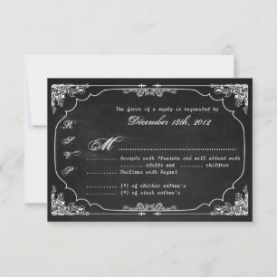 3x5 R.S.V.P. Antwortkarte Moderne Chalkboard-Vinta RSVP Karte