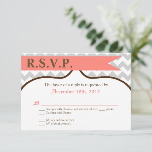 3x5 R.S.V.P. Antwortkarte Moderne Zickzack Streife RSVP Karte (Stehend Vorderseite)