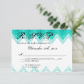3x5 R.S.V.P. Antwortkarte Ombre Zickzack Aquamarin RSVP Karte (Stehend Vorderseite)