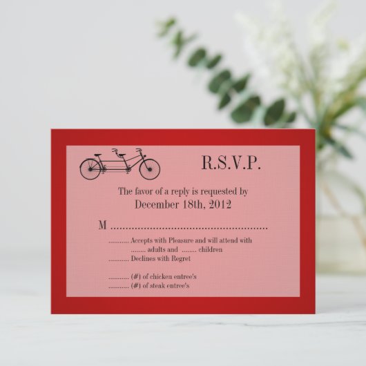 3x5 R.S.V.P. Antwortkarte Red Double Bike RSVP Karte (Stehend Vorderseite)