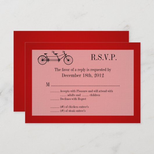 3x5 R.S.V.P. Antwortkarte Red Double Bike RSVP Karte (Vorne/Hinten)