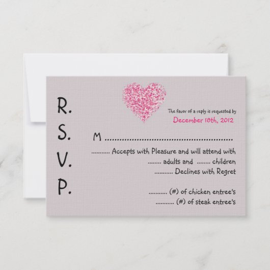 3x5 R.S.V.P. Antwortkarte Rosa Blütenblätter Blume RSVP Karte (Vorderseite)