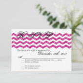 3x5 R.S.V.P. Antwortkarte Rosa Glitzer Zickzack St RSVP Karte (Stehend Vorderseite)