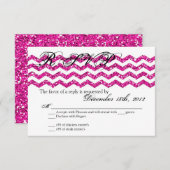 3x5 R.S.V.P. Antwortkarte Rosa Glitzer Zickzack St RSVP Karte (Vorne/Hinten)
