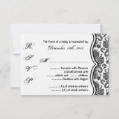 3x5 R.S.V.P. Antwortkarte Schwarz-weiße Damassohle RSVP Karte (Vorderseite)