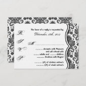 3x5 R.S.V.P. Antwortkarte Schwarz-weiße Damassohle RSVP Karte (Vorne/Hinten)