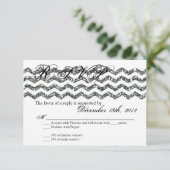 3x5 R.S.V.P. Antwortkarte Silv Glitzer Zickzack St RSVP Karte (Stehend Vorderseite)