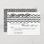 3x5 R.S.V.P. Antwortkarte Silv Glitzer Zickzack St RSVP Karte (Vorne/Hinten)