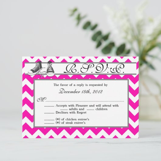 3x5 R.S.V.P. Antwortkarte Teenager Sneakers Zickza RSVP Karte (Stehend Vorderseite)