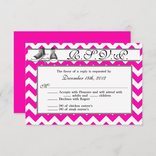 3x5 R.S.V.P. Antwortkarte Teenager Sneakers Zickza RSVP Karte (Vorne/Hinten)