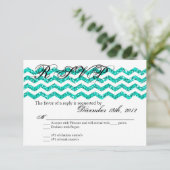 3x5 R.S.V.P. Aquamariner Glitzer mit Antwortkarte RSVP Karte (Stehend Vorderseite)