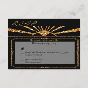 3x5 R.S.V.P. Reply Card Art Deco Roaring 20s GATSB RSVP Karte