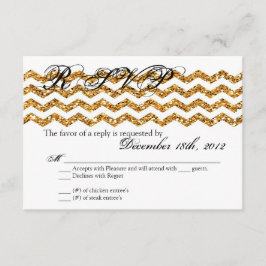 3x5 R.S.V.P. Reply Card Gold Glitzer Zickzack Stri RSVP Karte