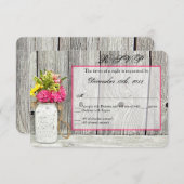 3x5 R.S.V.P. Reply Card Mason Jar mit Wildblumen RSVP Karte (Vorne/Hinten)