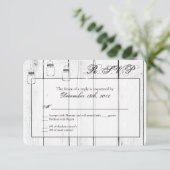3x5 R.S.V.P. Reply Card Mason Jar String Lights RSVP Karte (Stehend Vorderseite)