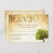 3x5 R.S.V.P. Reply Card Spring Tree Aged Paper Vin RSVP Karte (Vorne/Hinten)