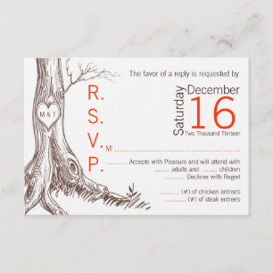 3x5 R.S.V. Reply Card Fall Tree Ursprünglich Carve RSVP Karte