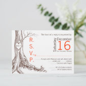 3x5 R.S.V. Reply Card Fall Tree Ursprünglich Carve RSVP Karte (Stehend Vorderseite)