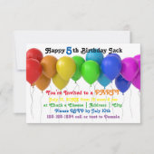 3x5 Regenbogenballons Einladung zum Geburtstag (Vorderseite)