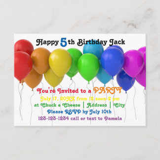 3x5 Regenbogenballons Einladung zum Geburtstag