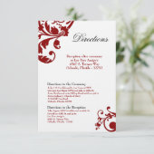3x5 Richtungen Karte Crimson Red Floral Filigree (Stehend Vorderseite)