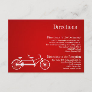 3x5 Richtungskarte Whimsical Roter Doppel-Fahrrad Begleitkarte