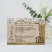 3x5 Routing Card Hochzeitspferde auf Burlap Begleitkarte (Stehend Vorderseite)