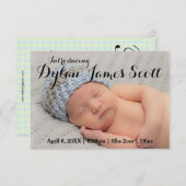 3x5 Schönes Script Baby Einladung Junge oder Mädch (Vorne/Hinten)