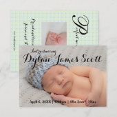 3x5 Schönes Script Baby Einladung Junge oder Mädch (Vorne/Hinten)