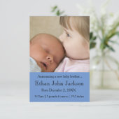 3x5 Schwester kündigt Geburt Blau des Bruders an Ankündigung (Stehend Vorderseite)