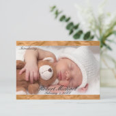 3x5Beautiful Brown Rustic Newborn Boy Ankündigung (Stehend Vorderseite)