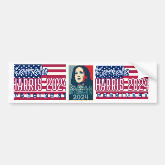 3x Kamala Harris Stickers 2024 für den Präsidenten Autoaufkleber (Vorne)