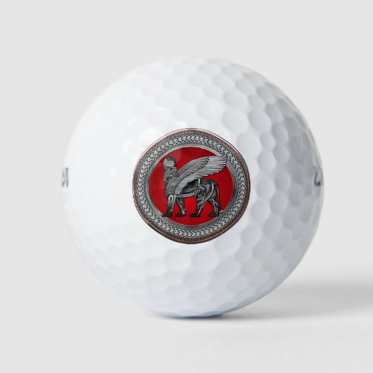 [400] Assyrian Winged Lion: Silver & Black Lamassu Golfball (Vorderseite)
