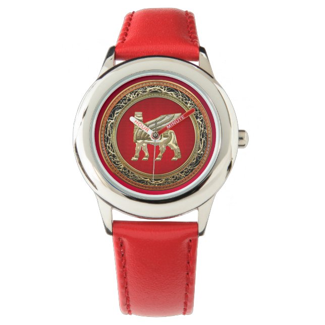 [400] Babylonischer Winged Bull Lamassu [3D] Armbanduhr (Vorderseite)