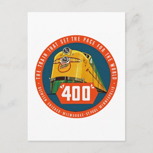 400 ~ "Der Zug, der das Pace Set" Postkarte (Vorderseite)