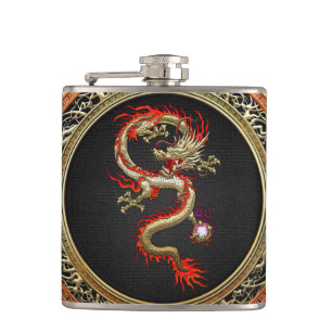 [400] Goldener chinesischer Drache Fucanglong Flachmann