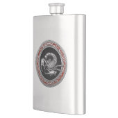 [400] Heiliger Silberskorpion auf Schwarz Flachmann (Links)