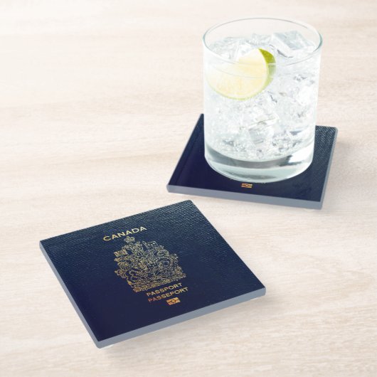 [400] Kanadischer Passport Glasuntersetzer (Schrägansicht)