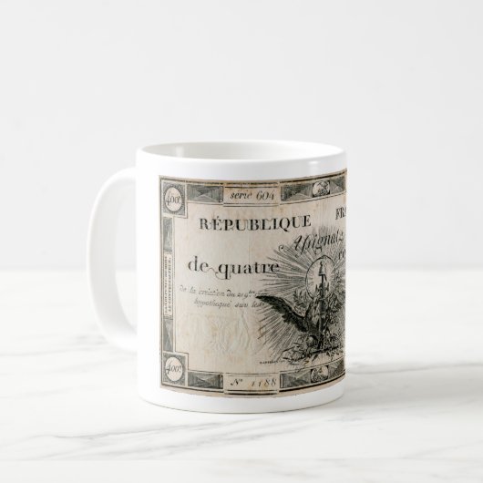 400 Livre-Französische Revolution Assignat Kaffeetasse (Vorderseite Links)