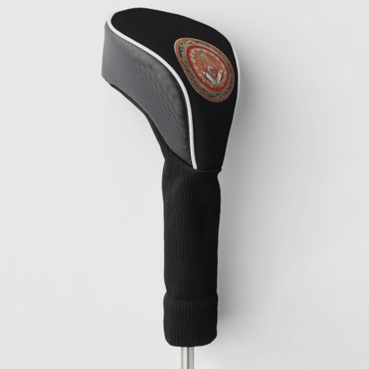 [400] Master Mason - Gold Square & Compasses Golf Headcover (angewinkelt)